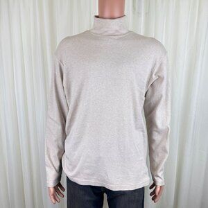 Alfani Turtleneck Sweater Men’s Large 100% Cotton Beige Long Sleeve Classic Pull